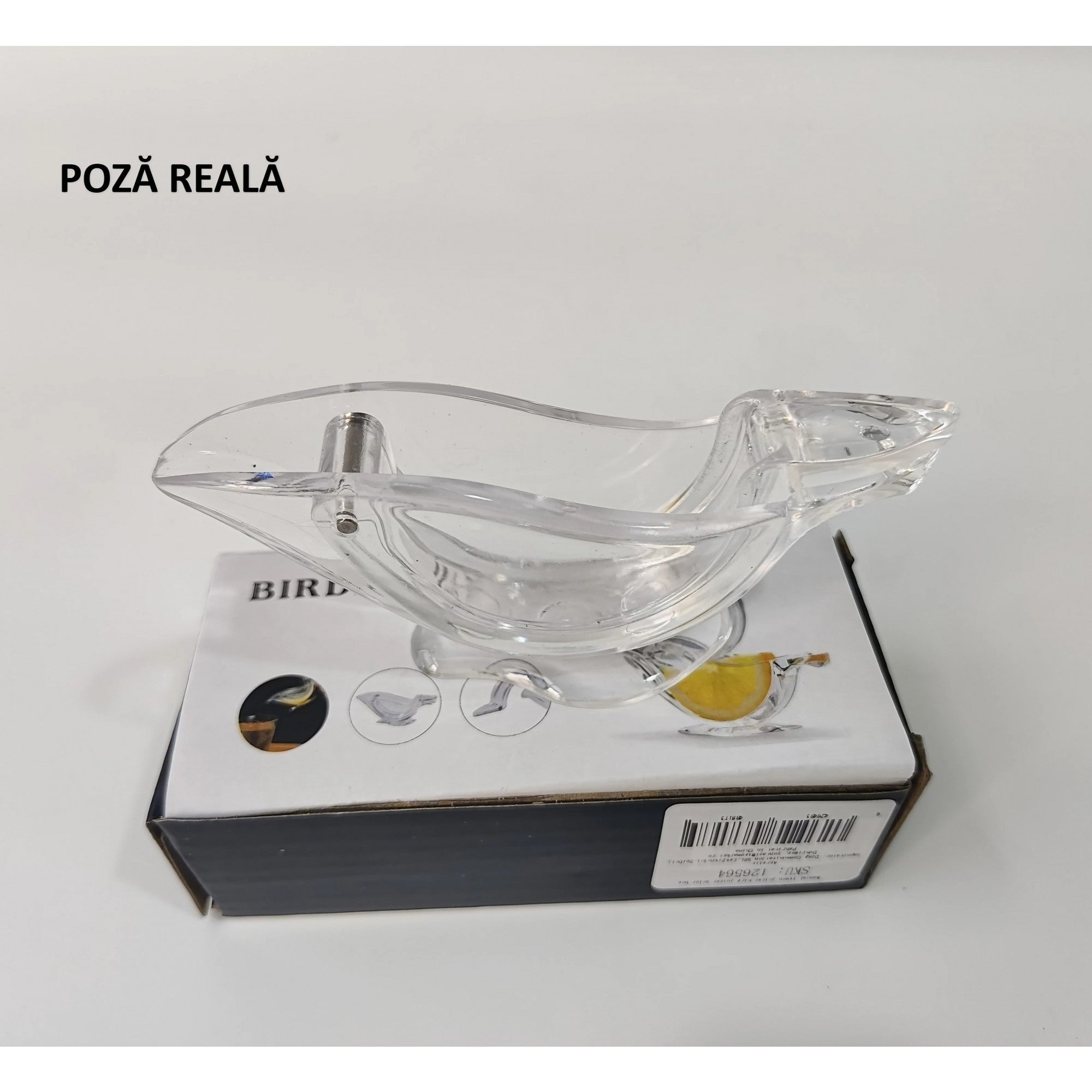Storcator de Citrice Manual, Flippy, Rezistente, Usor de Folosit si Depozitat, Durabil, Calitativ, 12x5cm, Model Pasare, Transparent-7