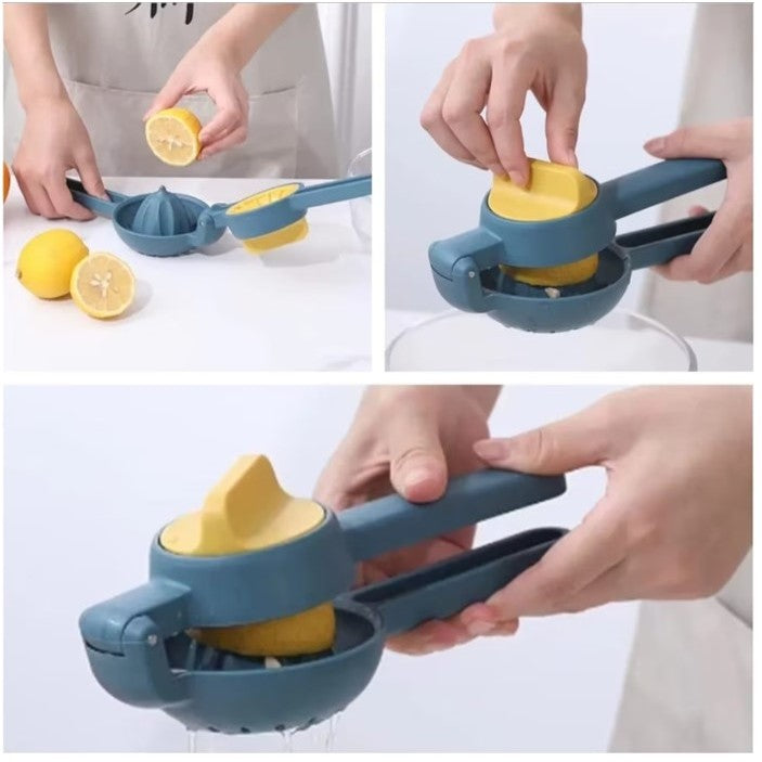 Storcator manual citrice, Flippy, pentru lamai, portocale, cu actiune dubla, usor de utilizat, material ABS rezistent, 8x10x22 cm, albastru-4