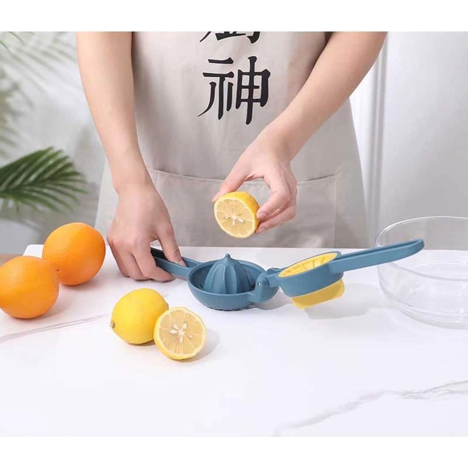 Storcator manual citrice, Flippy, pentru lamai, portocale, cu actiune dubla, usor de utilizat, material ABS rezistent, 8x10x22 cm, albastru-6