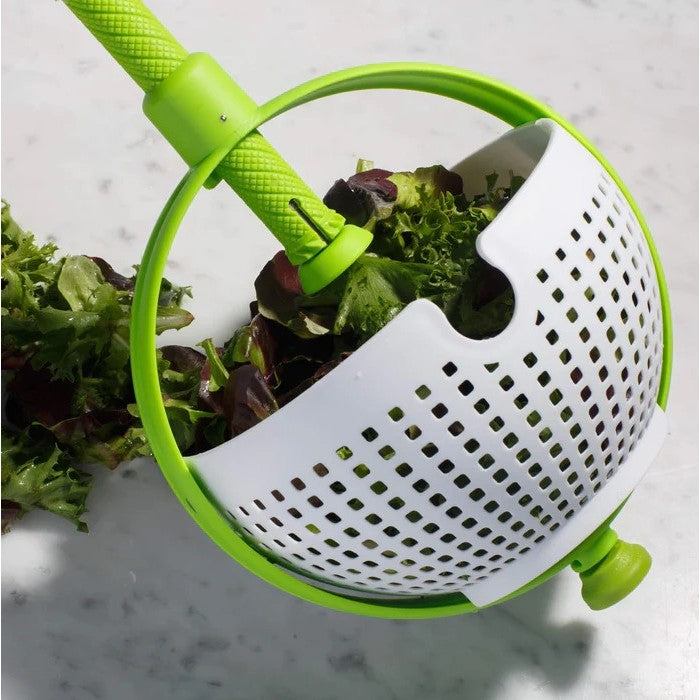 Strecuratoare multifunctionala rotativa, cu maner, material ABS, 22x12 cm, maner 18 cm, cu ventuza pentru prindere sigura, practic si usor de folosit, verde-2