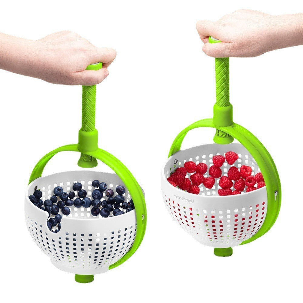 Strecuratoare multifunctionala rotativa, cu maner, material ABS, 22x12 cm, maner 18 cm, cu ventuza pentru prindere sigura, practic si usor de folosit, verde-4