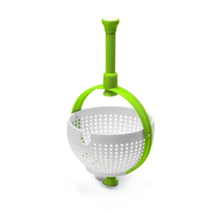 Strecuratoare multifunctionala rotativa, cu maner, material ABS, 22x12 cm, maner 18 cm, cu ventuza pentru prindere sigura, practic si usor de folosit, verde-0