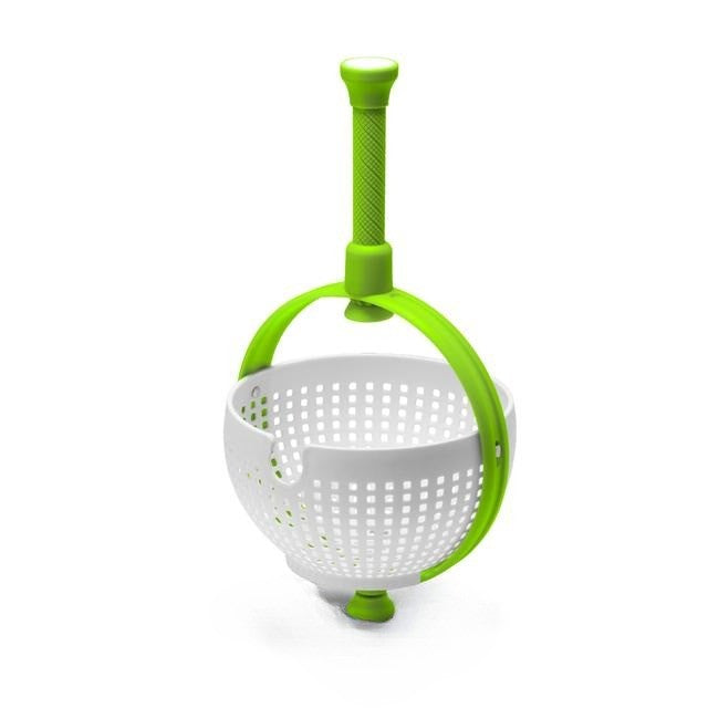 Strecuratoare multifunctionala rotativa, cu maner, material ABS, 22x12 cm, maner 18 cm, cu ventuza pentru prindere sigura, practic si usor de folosit, verde-0