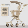 Stroller lightweight foldable two-way baby infant 1 to 3 years old children high landscape stroller - color: champagne + cushion + sunshade-0