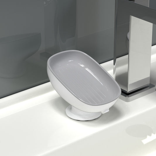 Savoniera din Plastic Flippy, cu Ventuza, Design Modern, Gri-0