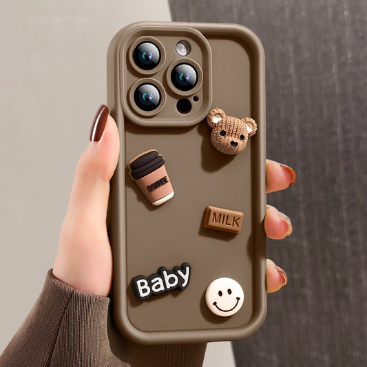 Husa de Protectie, Flippy, pentru Apple iPhone 12 Pro Max, Model Ursuleti 3D, Antisoc, Rezistenta la Impact, Protectie Camera, Maro-0
