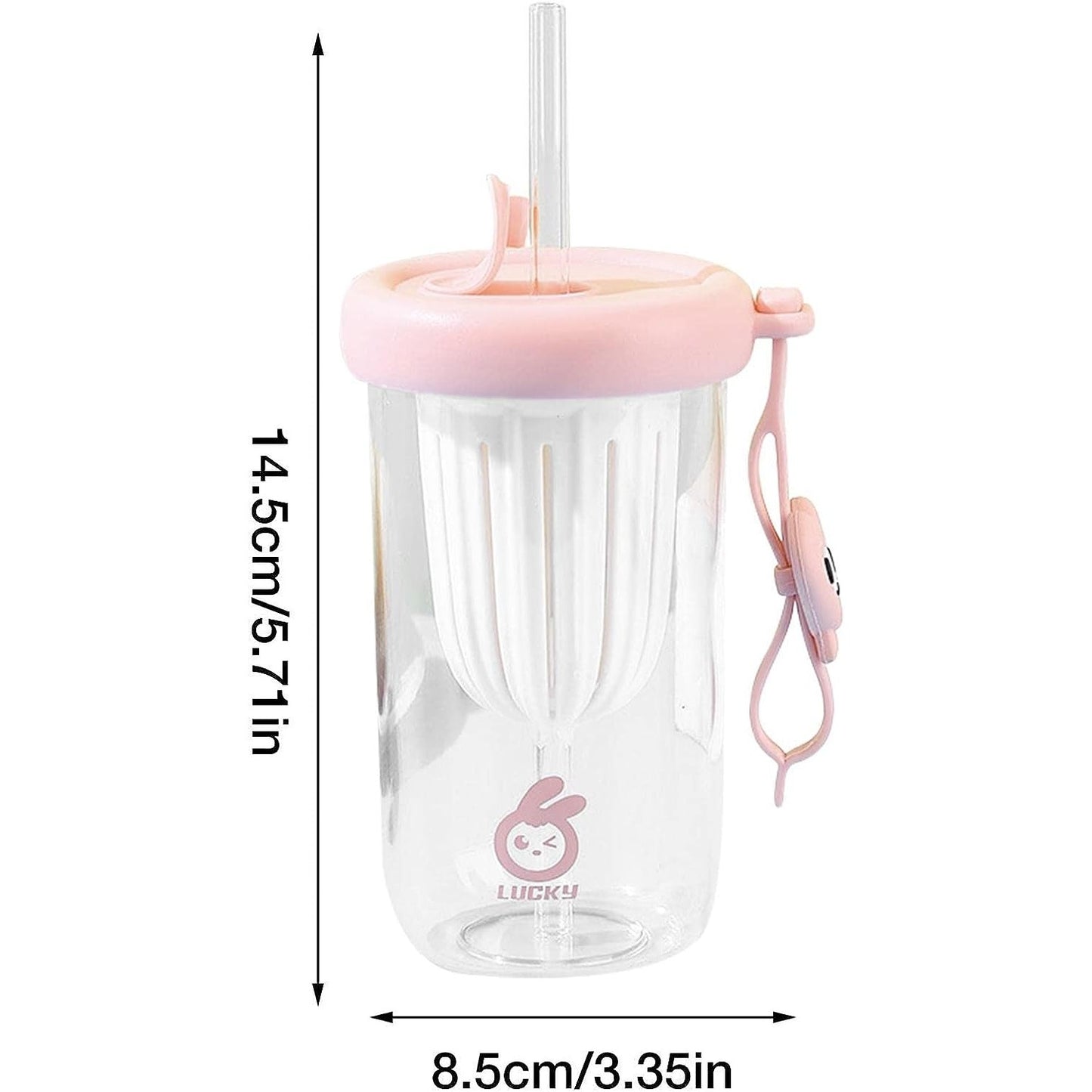 Pahar din silicon, cu capac si pai, pentru copii, Flippy, anti-cadere, compartiment pentru fructe/ceai/gheata, rezistent la temperaturi inalte, 500ml, Roz, 14.5x8.8x20 cm-4