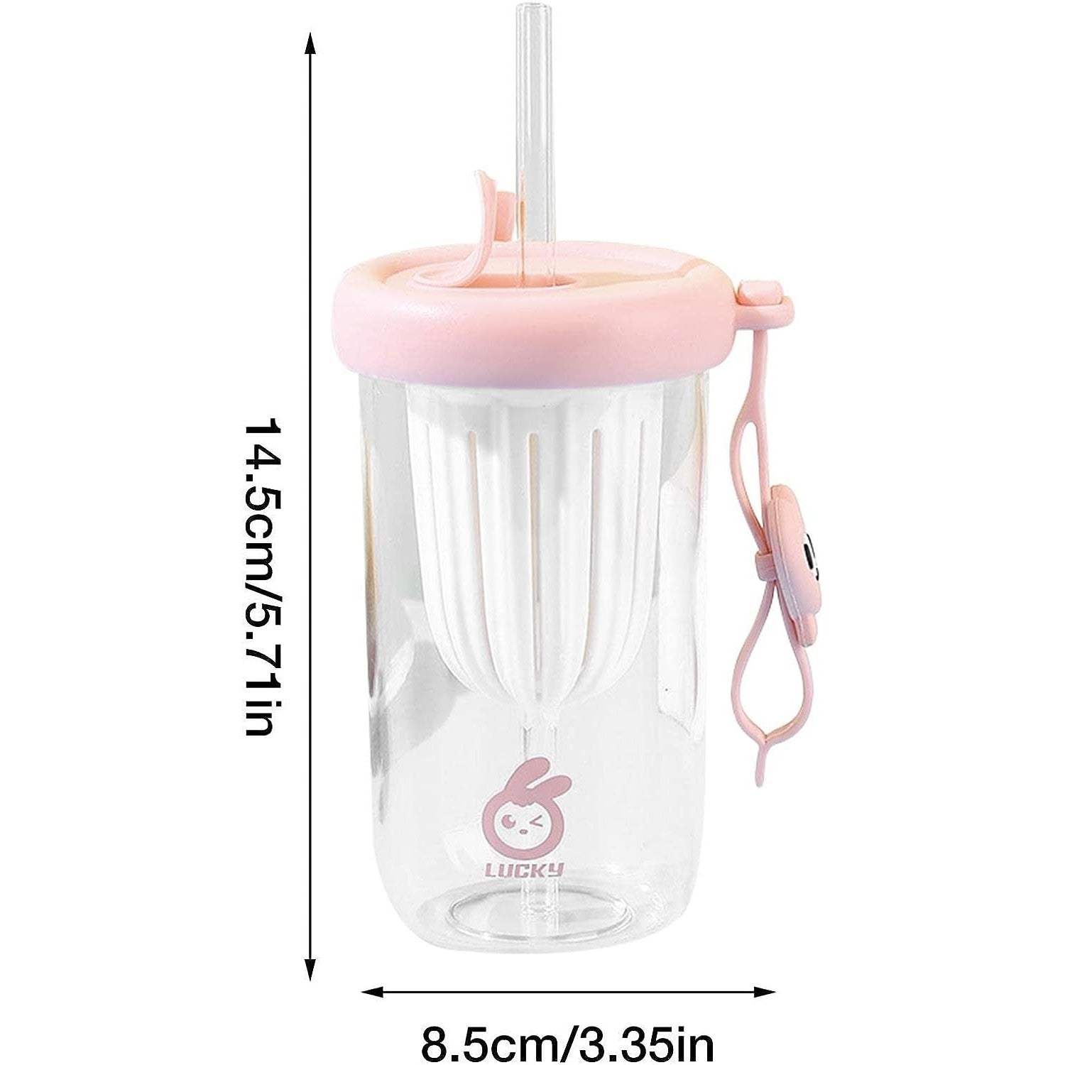 Pahar din silicon, cu capac si pai, pentru copii, Flippy, anti-cadere, compartiment pentru fructe/ceai/gheata, rezistent la temperaturi inalte, 500ml, Roz, 14.5x8.8x20 cm-4