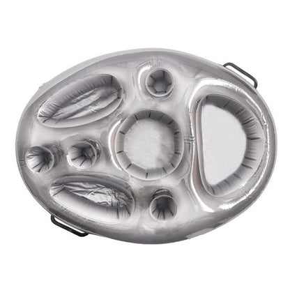 Bar gonflabil/Suport de pahare plutitor, Flippy, cu 8 compartimente, pompa inclusa, PVC, Gri, 25x18,5x4 cm-0