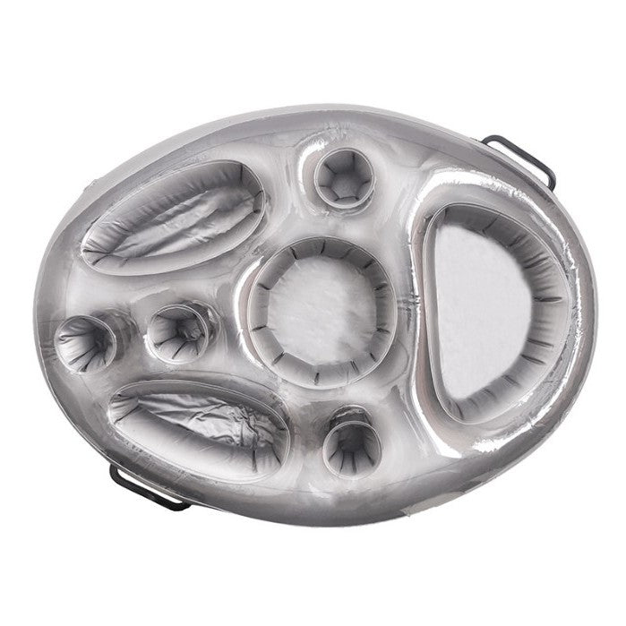 Bar gonflabil/Suport de pahare plutitor, Flippy, cu 8 compartimente, pompa inclusa, PVC, Gri, 25x18,5x4 cm-0