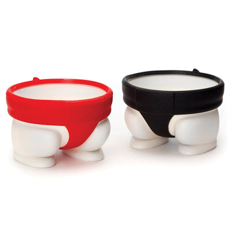 Set 2 Suporturi pentru Oua Fierte, Flippy, Model Sumo, din Silicon si PP, Multicolor-1