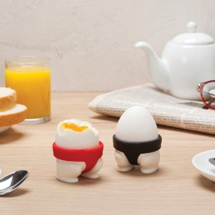 Set 2 Suporturi pentru Oua Fierte, Flippy, Model Sumo, din Silicon si PP, Multicolor-2