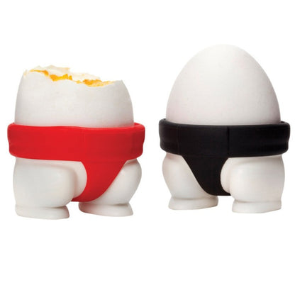 Set 2 Suporturi pentru Oua Fierte, Flippy, Model Sumo, din Silicon si PP, Multicolor-0