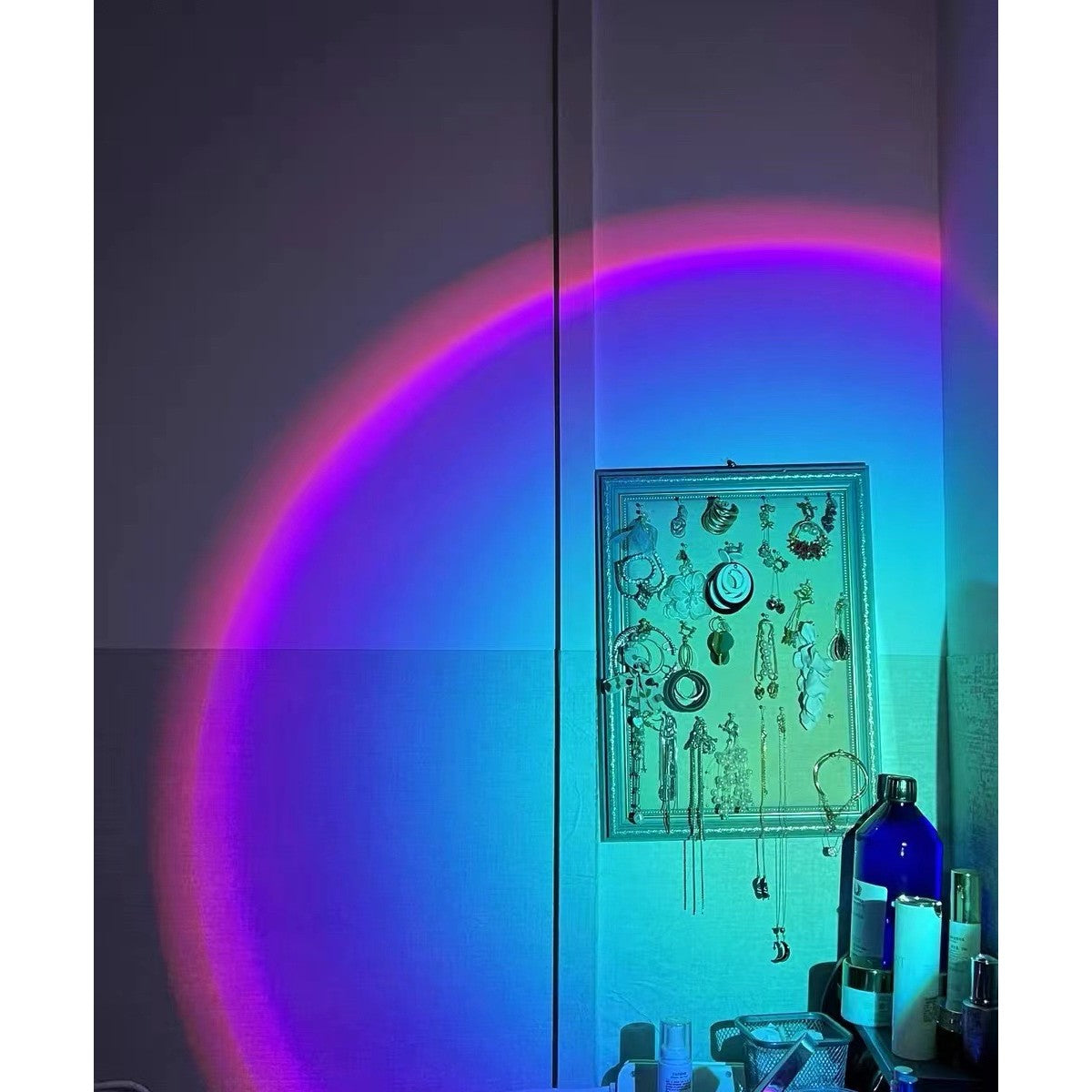 Lampa de veghe cu proiectie Multicolor RGB cu telecomanda, Flippy, lumina ambientala pentru atmosfera romantica, iepuras, Roz-4