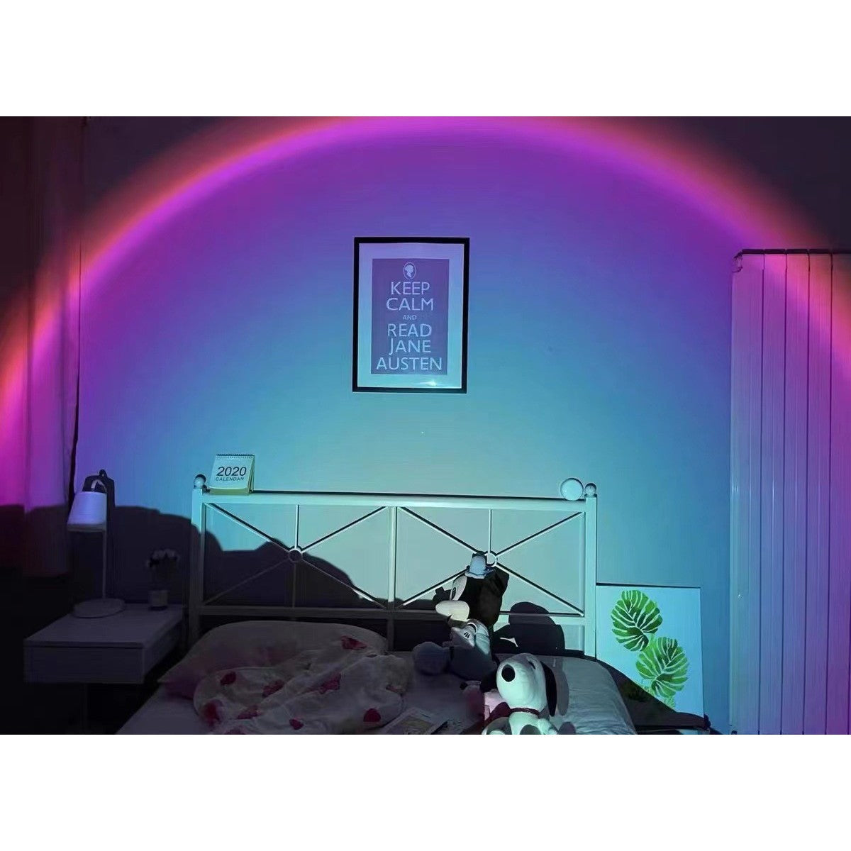 Lampa de veghe cu proiectie Multicolor RGB cu telecomanda, Flippy, lumina ambientala pentru atmosfera romantica, iepuras, Roz-7