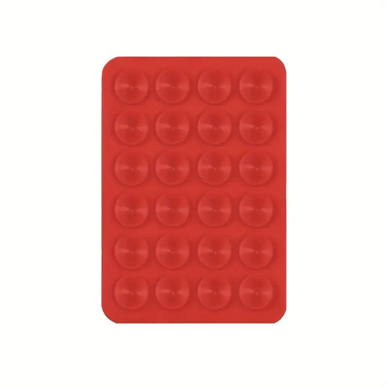 Suport Adeziv Universal, Flippy, pentru Telefon/Tableta, cu 24 Ventuze, potrivit pentru Tik-Tok/Selfie/Vizionare Video, din Silicon, 8 x 5.5 x 1 cm, Rosu-2