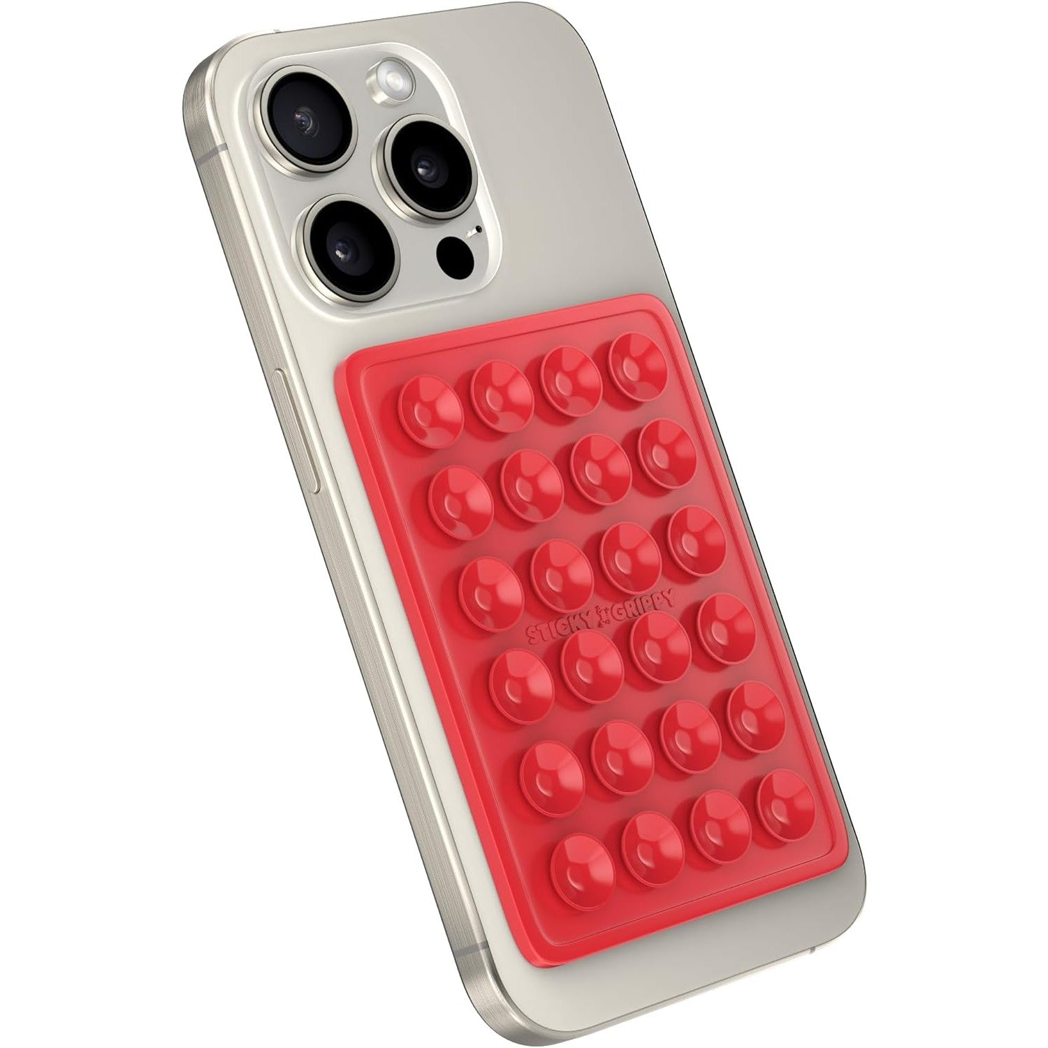 Suport Adeziv Universal, Flippy, pentru Telefon/Tableta, cu 24 Ventuze, potrivit pentru Tik-Tok/Selfie/Vizionare Video, din Silicon, 8 x 5.5 x 1 cm, Rosu-0