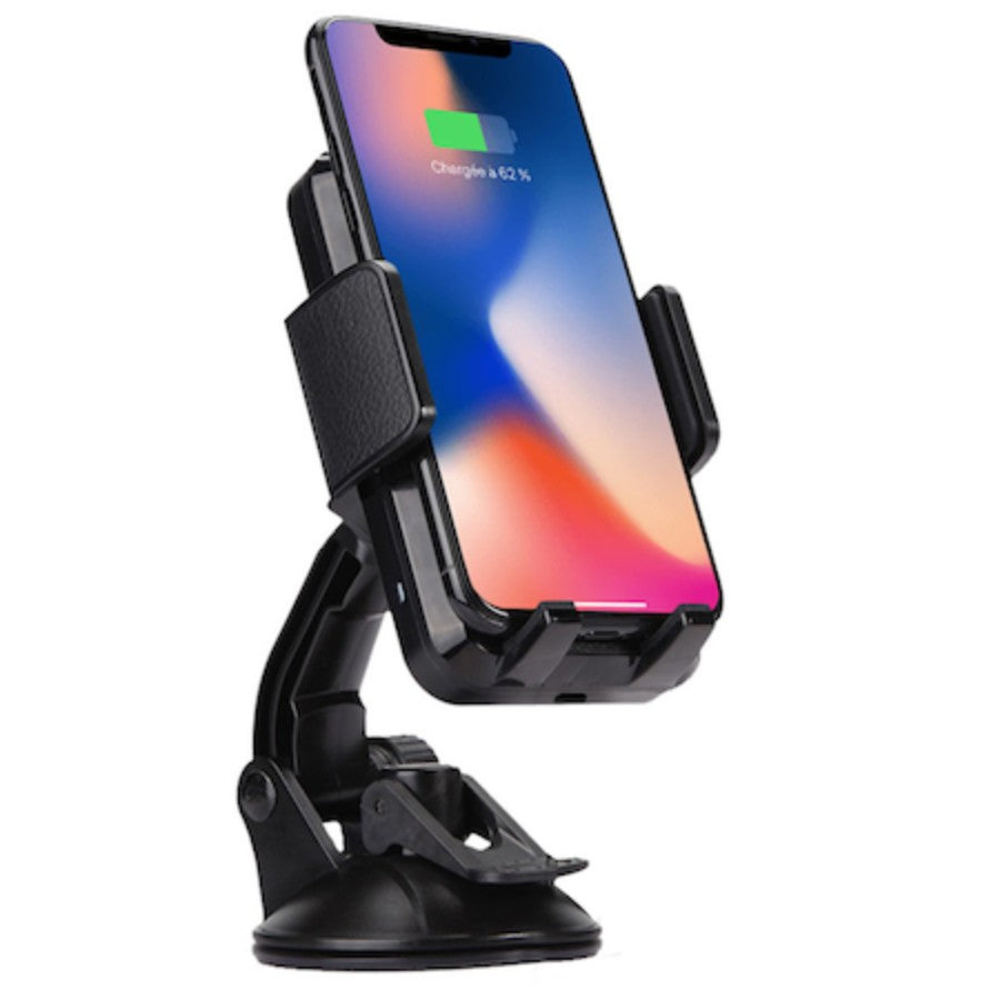 Suport auto cu incarcare wireless (inductie) 10W Fast Charge 2 in 1 Ventuza si Grila, Compatibil cu Smartphone 3,5 - 6,5 inch-0