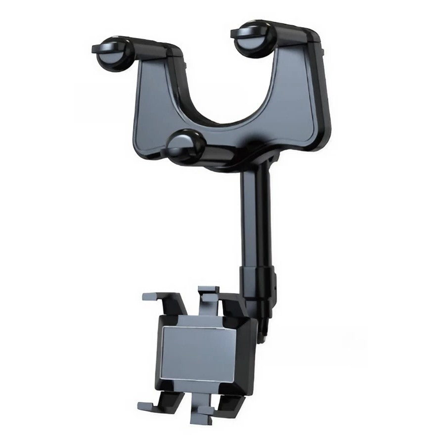 Suport auto Flippy cu atasare la oglinda retrovizoare, model Y611, rotativ 360 de grade și retractabil, multifuncțional, compatibil cu toate telefoanele mobile, Negru-0
