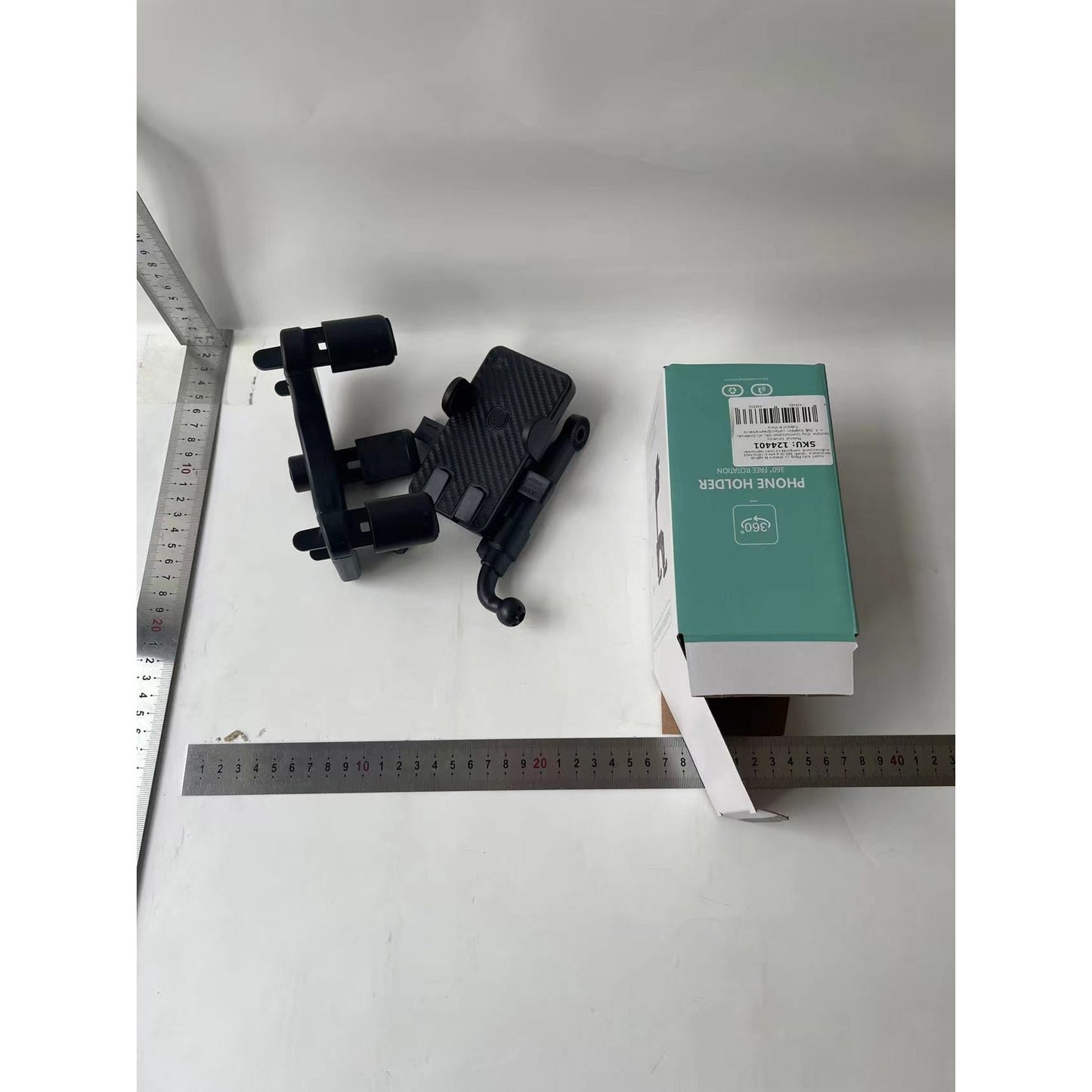 Suport auto Flippy cu atasare la oglinda retrovizoare, rotativ 360 de grade și retractabil, multifuncțional, compatibil cu toate telefoanele mobile, Finisaj Carbon, Negru-6
