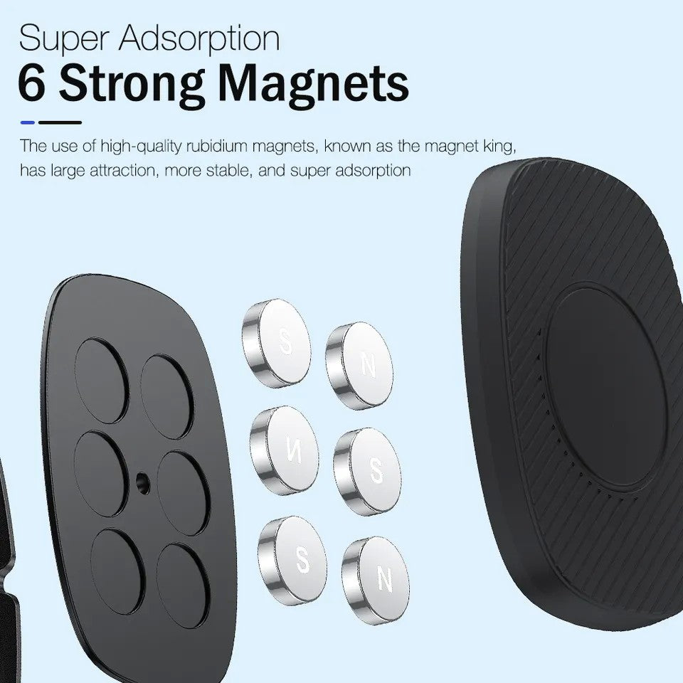 Suport Auto Magnetic Flippy 360 grade cu adeziv, 53 mm, Holder JS - 668, compatibil cu dispozitive intre 4" - 7", Ajustabil, 6 Magneti Neodymium  incorporati, Negru-4