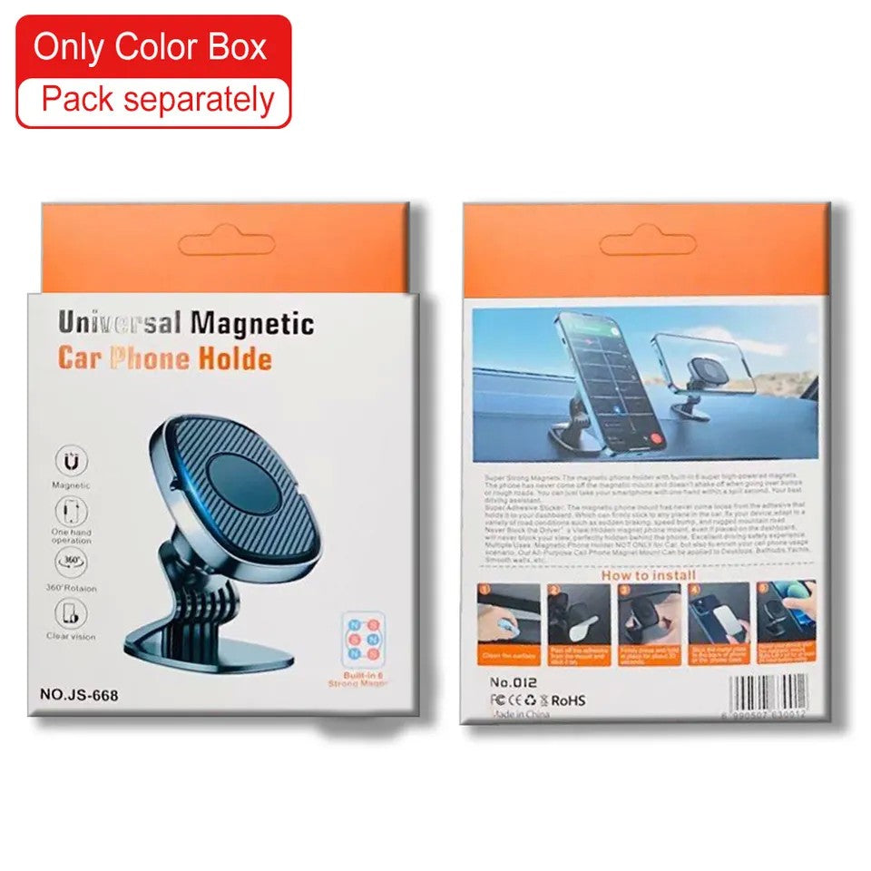 Suport Auto Magnetic Flippy 360 grade cu adeziv, 53 mm, Holder JS - 668, compatibil cu dispozitive intre 4" - 7", Ajustabil, 6 Magneti Neodymium  incorporati, Negru-5