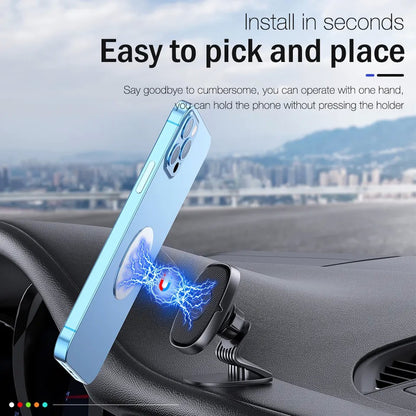 Suport Auto Magnetic Flippy 360 grade cu adeziv, 53 mm, Holder JS - 668, compatibil cu dispozitive intre 4" - 7", Ajustabil, 6 Magneti Neodymium  incorporati, Negru-7