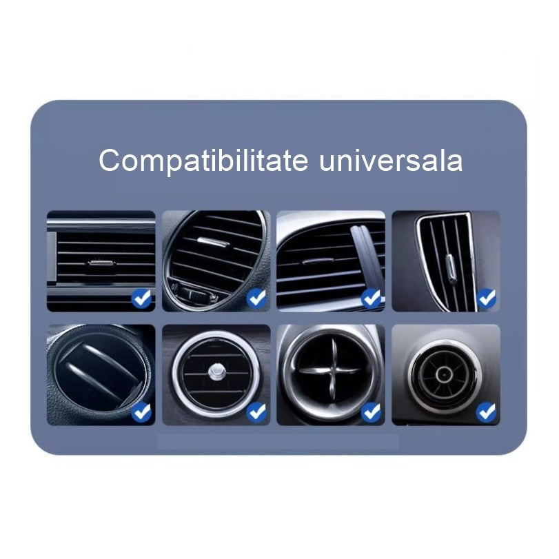 Suport Auto Telefon Flippy, Prindere Grila Ventilatie, Tija Fixare Reglabila, Rotativ 90 grade, Design Modern, Detalii Fine, Material Plastic si Silicon, 11 x  8.5 cm, Model 2, Negru-2