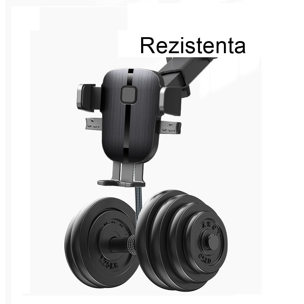 Suport Auto Telefon Flippy, Prindere Grila Ventilatie, Tija Fixare Reglabila, Rotativ 90 grade, Design Modern, Detalii Fine, Material Plastic si Silicon, 11 x  8.5 cm, Model 2, Negru-3