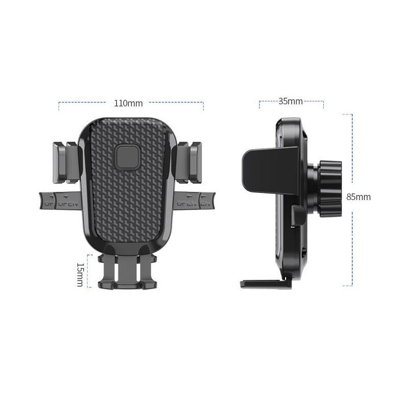 Suport Auto Telefon Flippy, Prindere Grila Ventilatie, Tija Fixare Reglabila, Rotativ 90 grade, Design Modern, Detalii Fine, Material Plastic si Silicon, 11 x  8.5 cm, Model 3, Negru-2