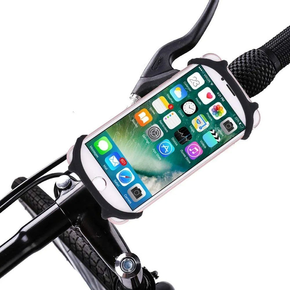 Suport Telefon pentru Bicicleta, Motocicleta, Trotineta,  din Silicon 4-7 inch, Negru-0