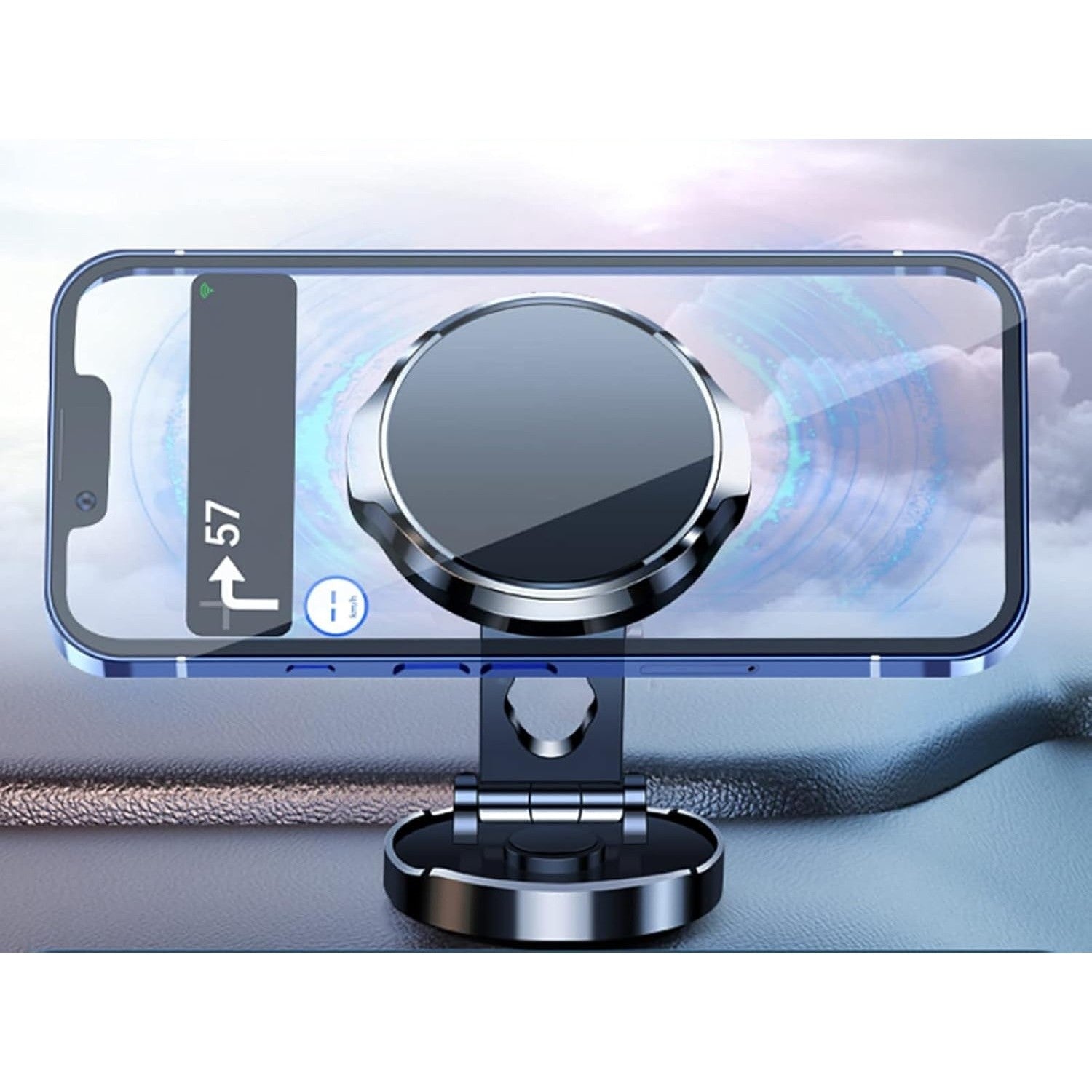 Suport de Telefon, Flippy, cu Adeziv, din ABS si Magnet, Pliabil, Diametru 4.4 cm, Universal, Argintiu-5