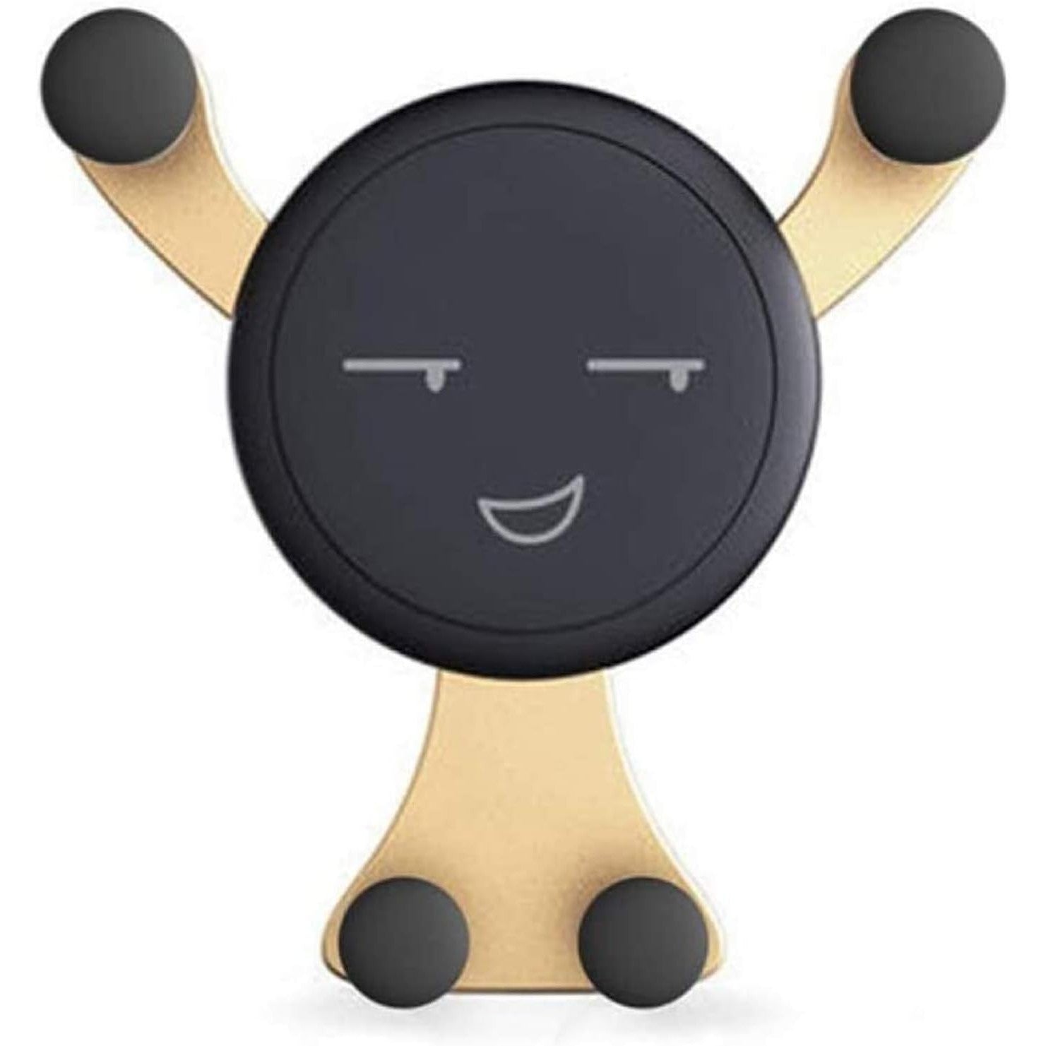 Suport de Telefon, Flippy, pentru Ventilatie, din ABS si Silicon, 11 x 10 x 4 cm, pentru Telefon 4.0 - 6.0 inch, Model Smiley Face, Auriu-2