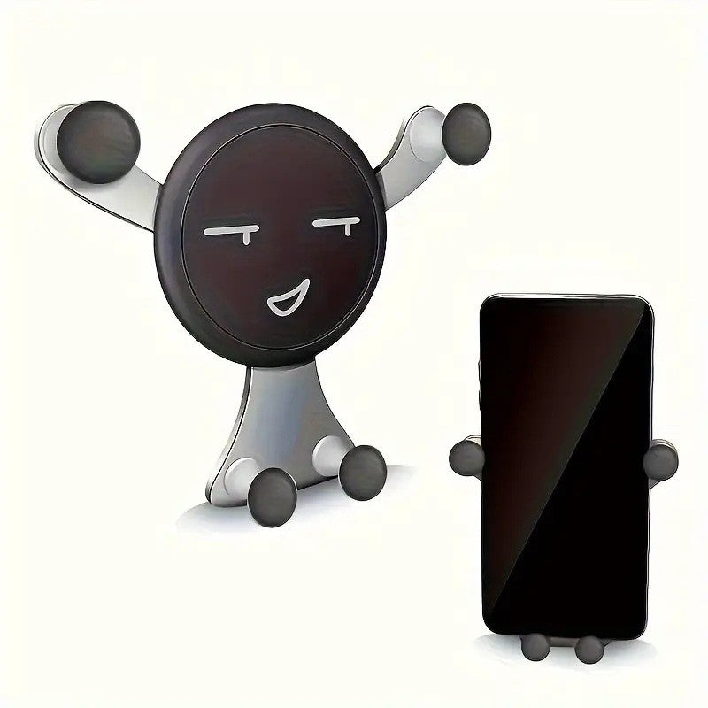 Suport de Telefon, Flippy, pentru Ventilatie, din ABS si Silicon, 11 x 10 x 4 cm, pentru Telefon 4.0 - 6.0 inch, Model Smiley Face, Argintiu-1
