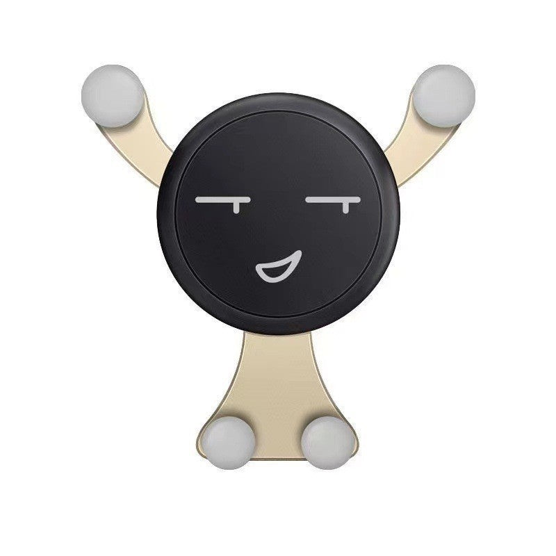 Suport de Telefon, Flippy, pentru Ventilatie, din ABS si Silicon, 11 x 10 x 4 cm, pentru Telefon 4.0 - 6.0 inch, Model Smiley Face, Auriu-0