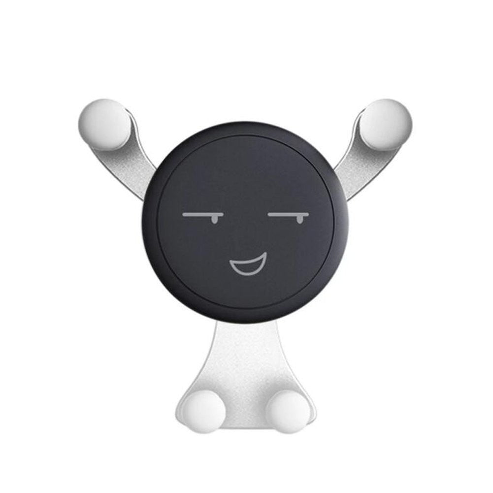 Suport de Telefon, Flippy, pentru Ventilatie, din ABS si Silicon, 11 x 10 x 4 cm, pentru Telefon 4.0 - 6.0 inch, Model Smiley Face, Argintiu-0