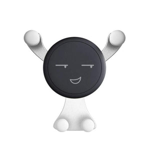Suport de Telefon, Flippy, pentru Ventilatie, din ABS si Silicon, 11 x 10 x 4 cm, pentru Telefon 4.0 - 6.0 inch, Model Smiley Face, Argintiu-0