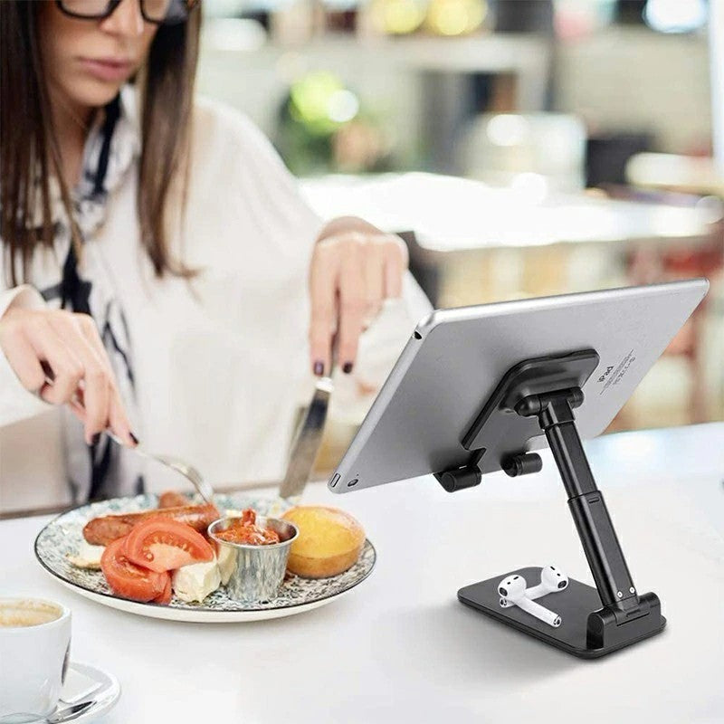 Suport extensibil de birou, Flippy, cu brat telescopic, pentru smartphone sau tableta, pliabil, Universal, Negru-4