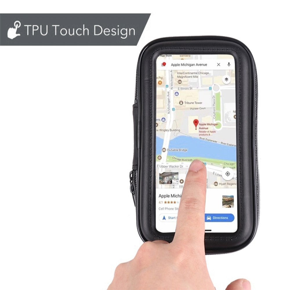 Suport husa telefon mobil Flippy pentru bicicleta si motocicleta, rezistent apa si socuri, touchscreen, 360 rotativ, negru, marime L ≤ 5.5 inch-5