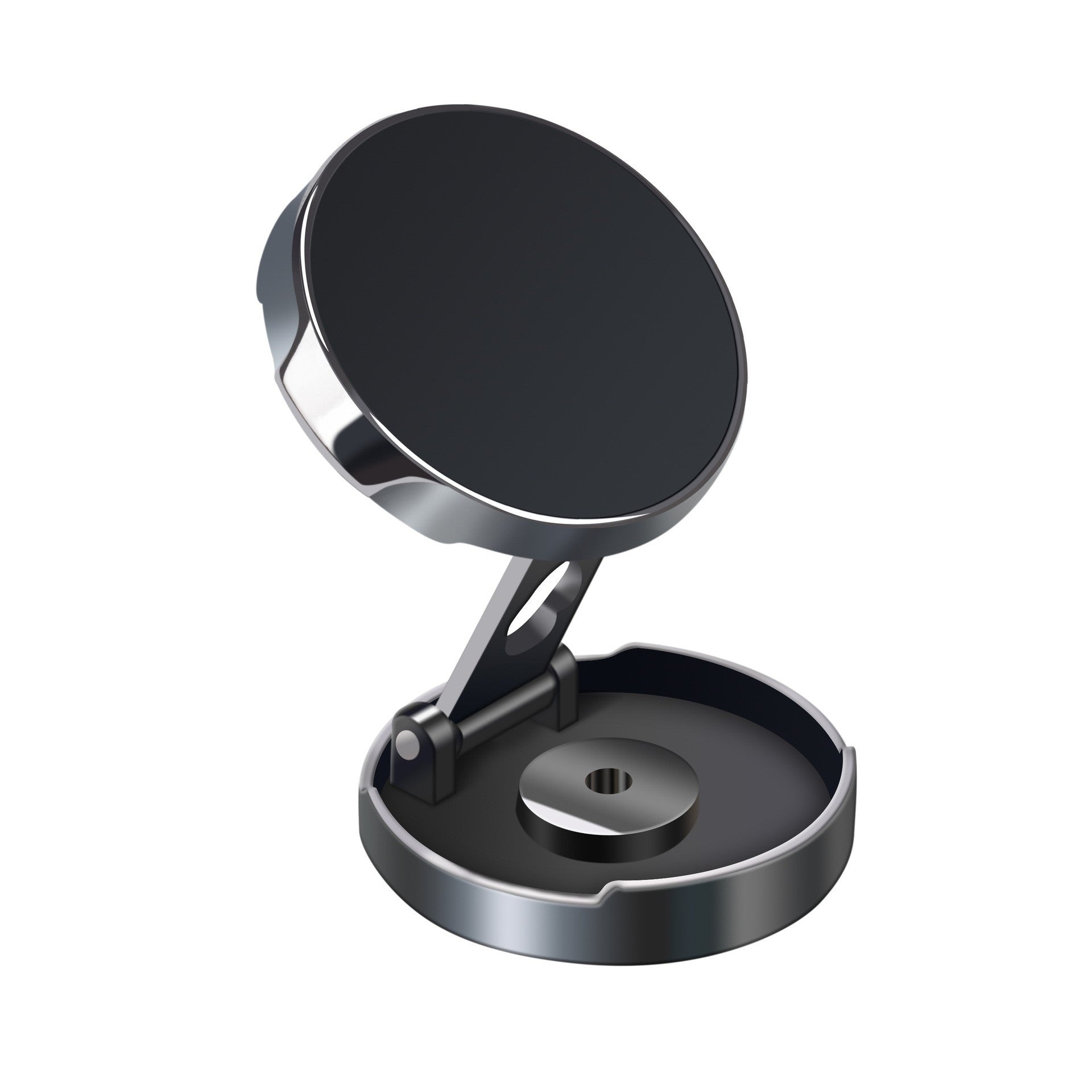 Suport de Telefon, Flippy, cu Adeziv, din ABS si Magnet, Pliabil, Diametru 4.4 cm, Universal, Negru-0