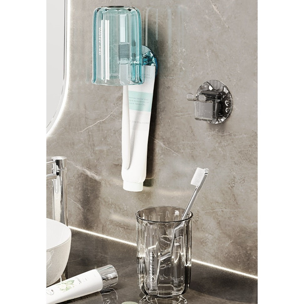 Suport Multifunctional 2 in 1, Pahar si Suport pentru Periuta de Dinti, Flippy, Plastic, Dimensiune: 10.4 x 7.3 x 7.3 cm, Albastru-4