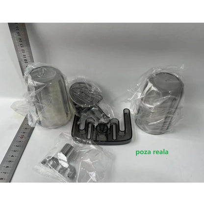 Suport Multifunctional Dublu, Pahar si Suport pentru Periuta de Dinti, Flippy, Plastic, 11 cm x 11.5 cm, Gri-1