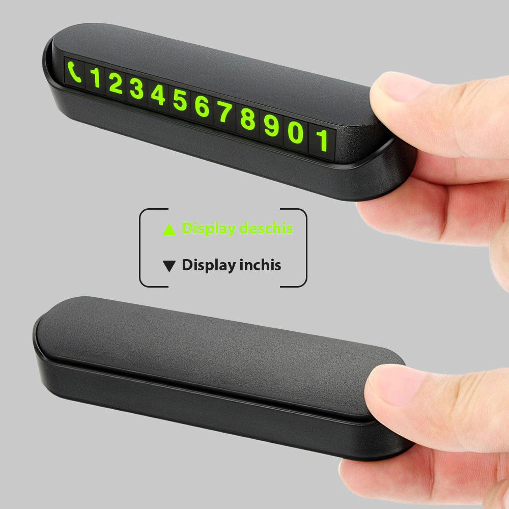 Suport numar telefon Flippy, afisaj parcare numar telefon/parcare temporara, Negru-1