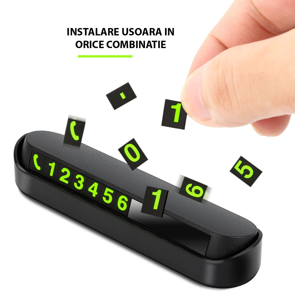 Suport numar telefon Flippy, afisaj parcare numar telefon/parcare temporara, Negru-3