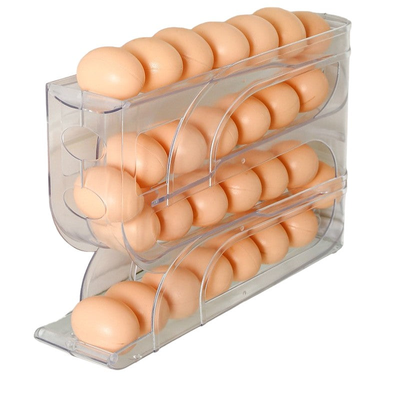 Suport Organizator pentru Oua, Flippy, pentru Frigiderul, Patru straturi,  32x20x7 cm, Transparent-0