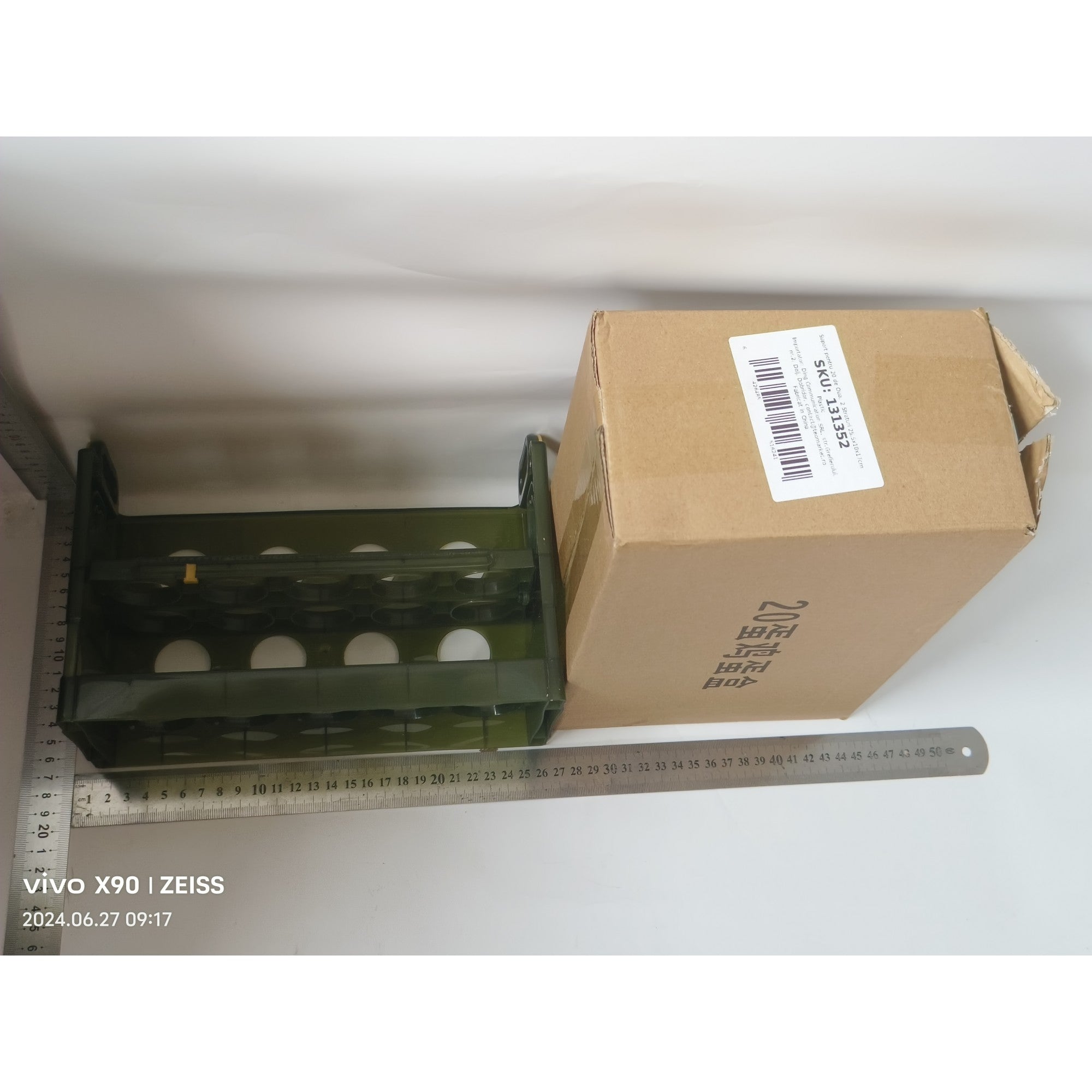 Suport pentru 20 de Oua, Flippy, 2 Straturi, 25.5x10x17cm, Verde Transparent-1