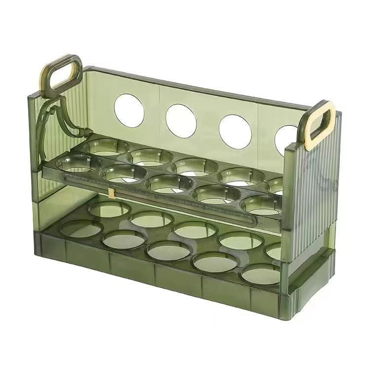 Suport pentru 20 de Oua, Flippy, 2 Straturi, 25.5x10x17cm, Verde Transparent-0