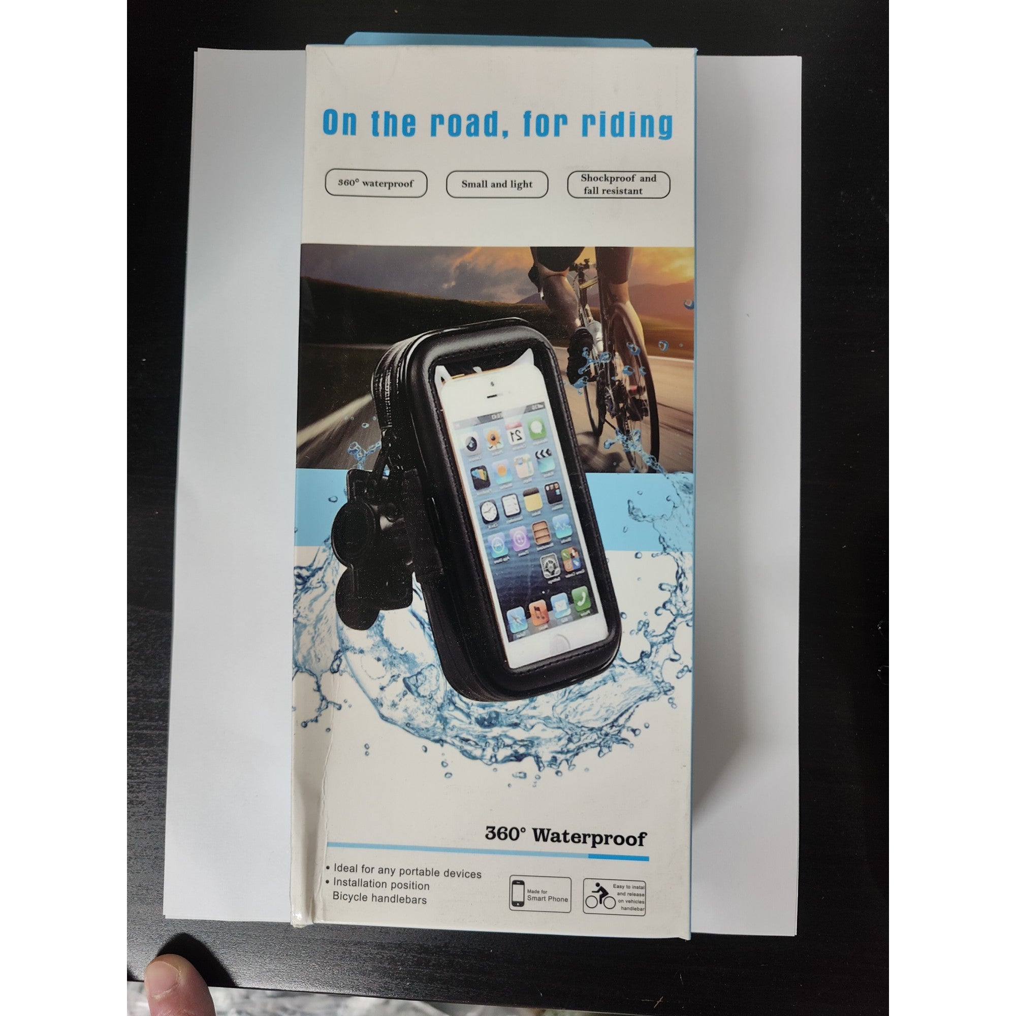 Suport husa telefon mobil Flippy pentru bicicleta si motocicleta, rezistent apa si socuri, touchscreen, 360 rotativ, negru, marime L ≤ 5.5 inch-1