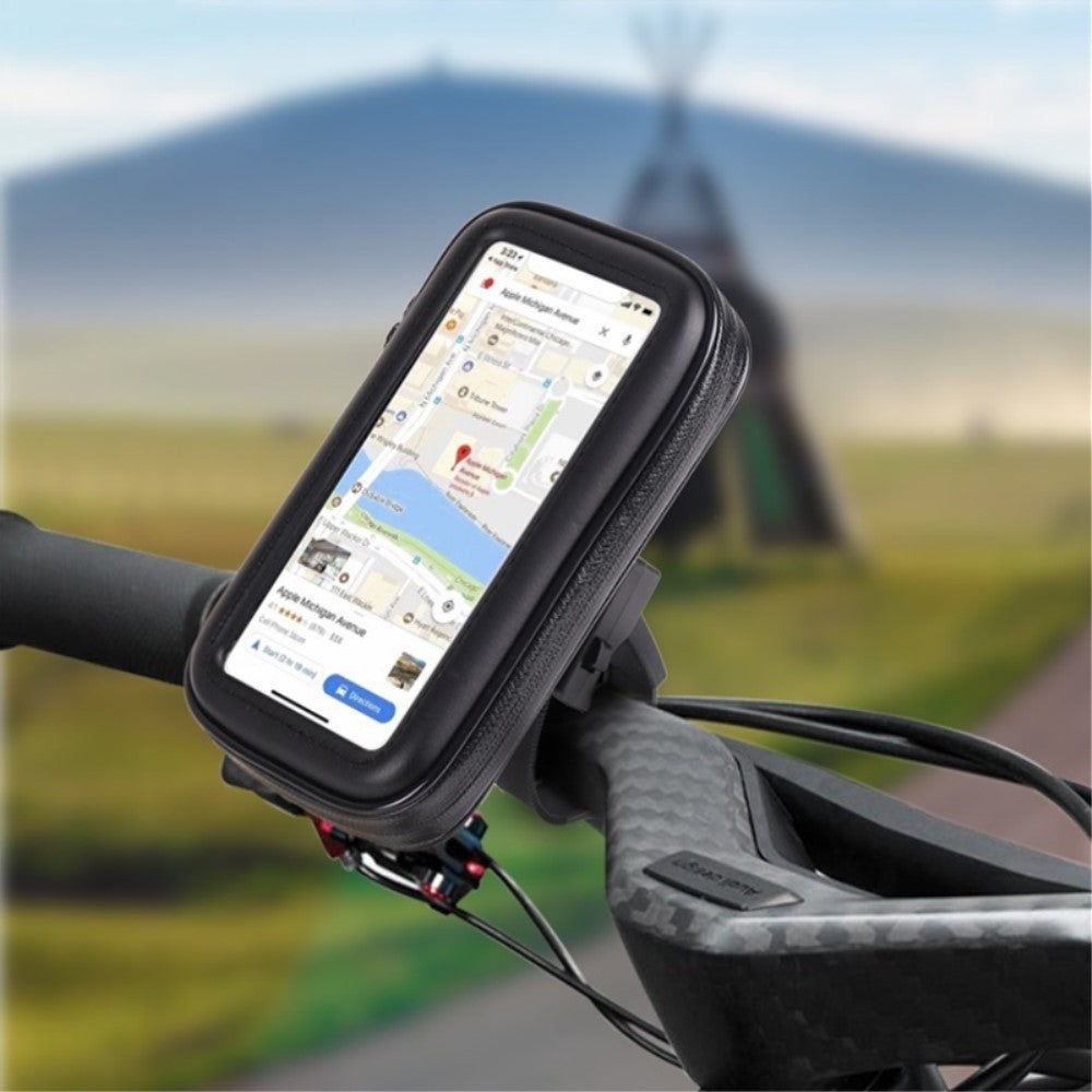 Suport husa telefon mobil Flippy pentru bicicleta si motocicleta, rezistent apa si socuri, touchscreen, 360 rotativ, negru, marime L ≤ 5.5 inch-4
