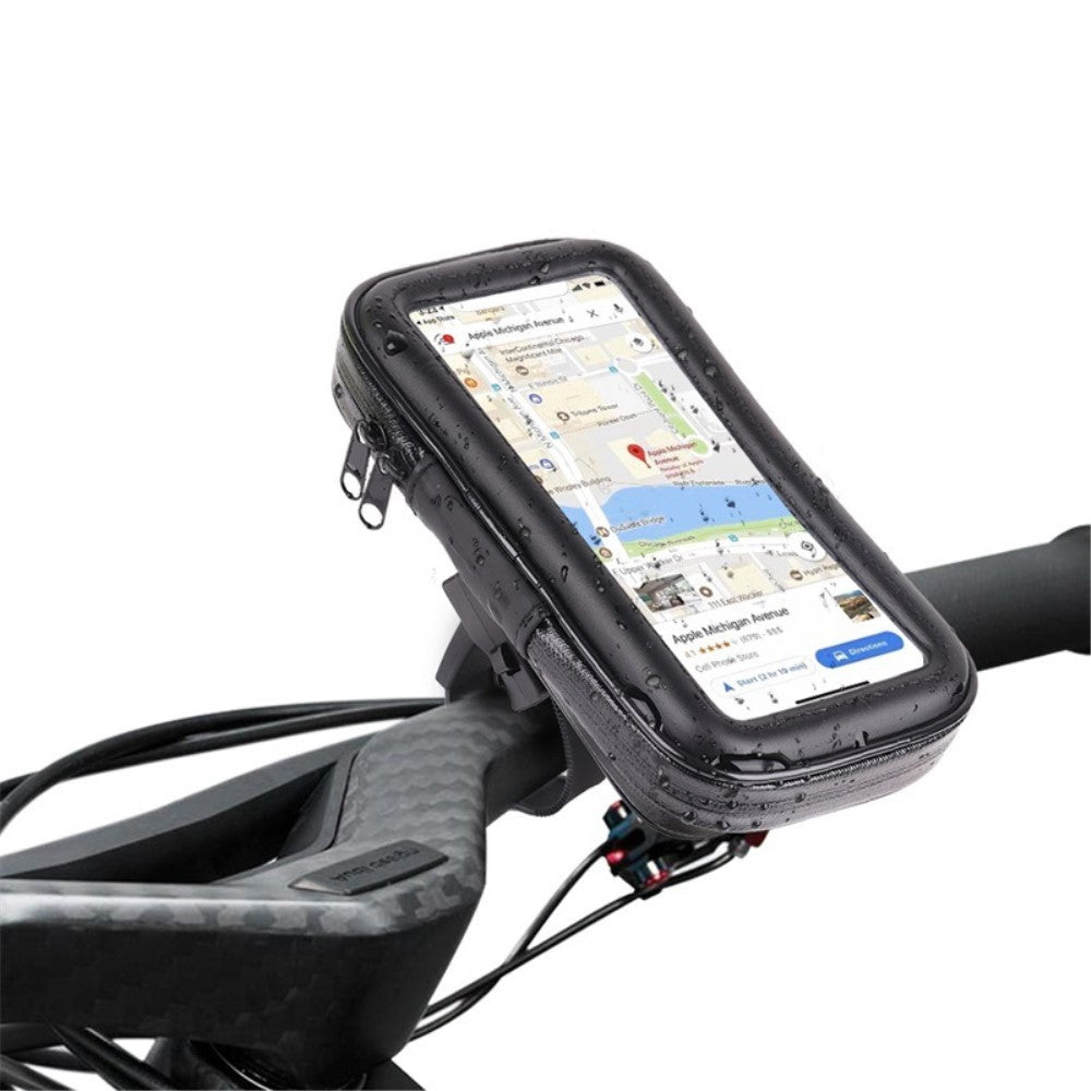 Suport husa telefon mobil Flippy pentru bicicleta si motocicleta, rezistent apa si socuri, touchscreen, 360 rotativ, negru, marime L ≤ 5.5 inch-0